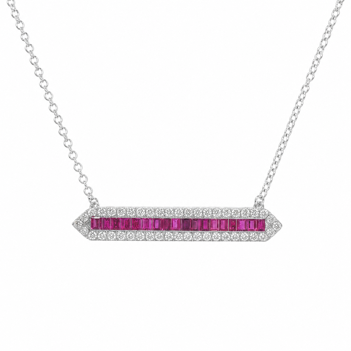 Ruby & Diamond Bar Necklace