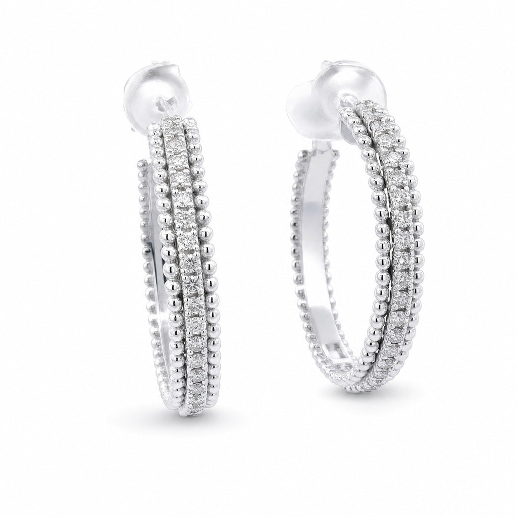 Diamond White Gold Hoops