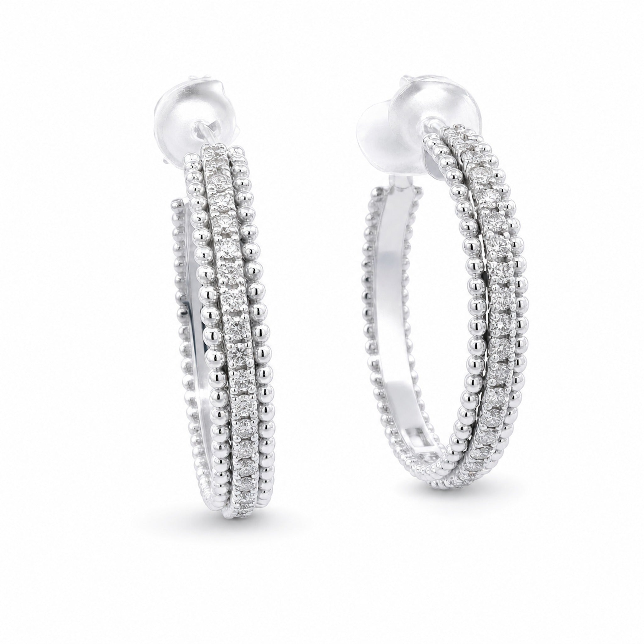 Diamond White Gold Hoops