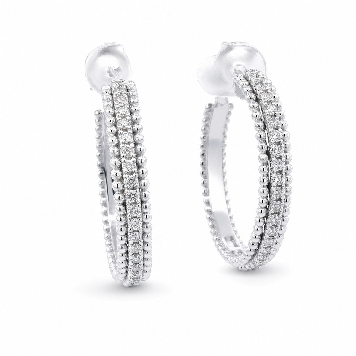 Diamond White Gold Hoops