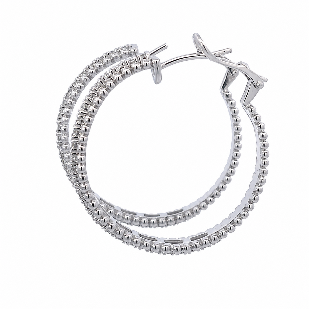 Diamond White Gold Hoops