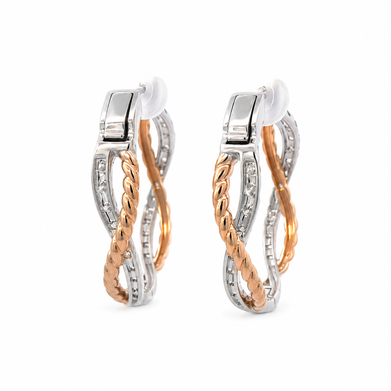 Yellow Gold and Diamond Hoops