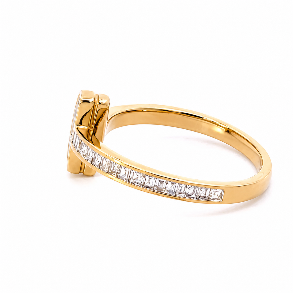 Gold Diamond Cross Ring