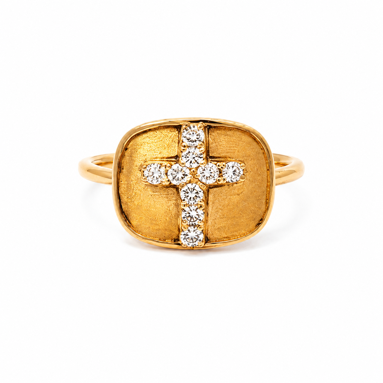 Gold Diamond Cross Ring