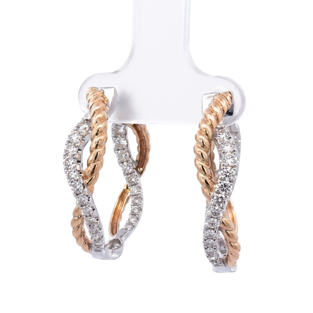 Yellow Gold and Diamond Hoops