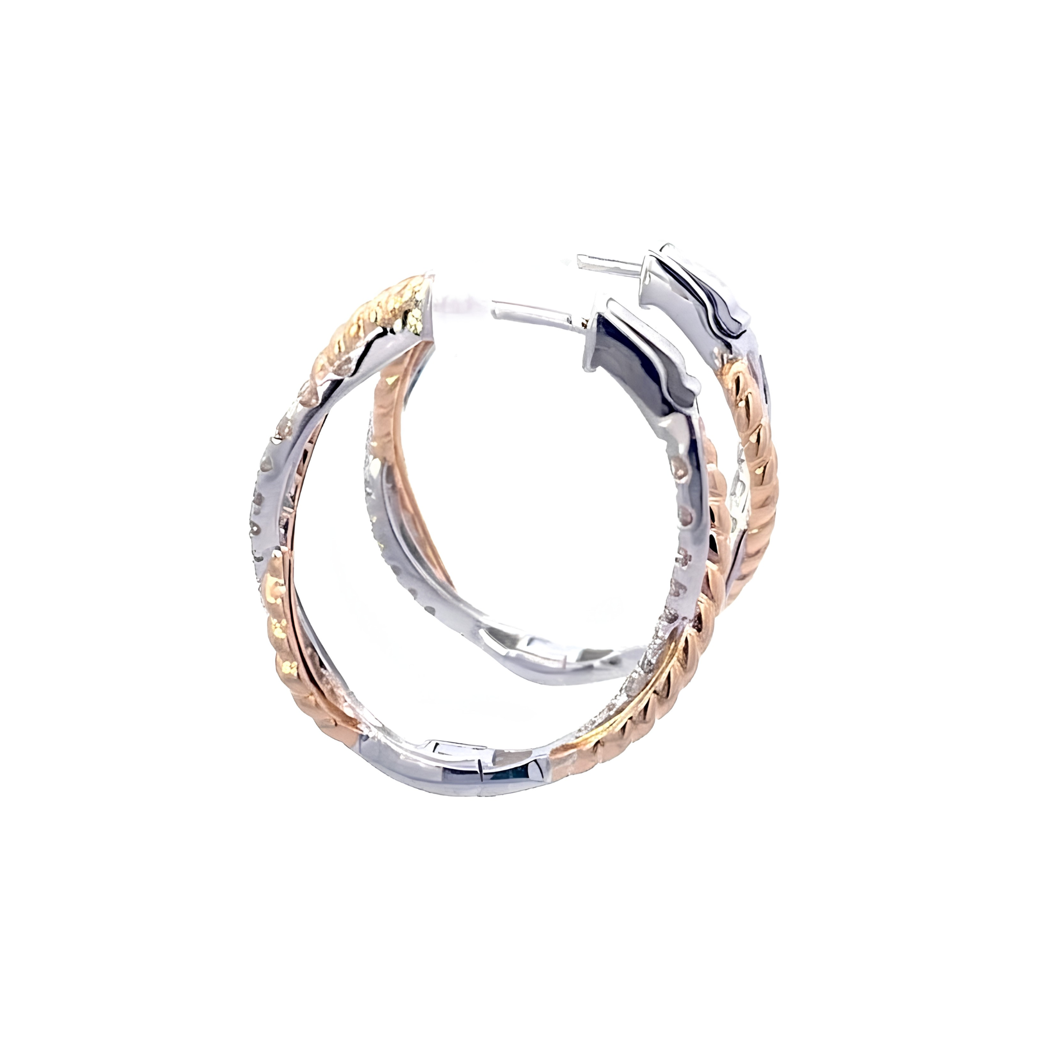 Yellow Gold and Diamond Hoops