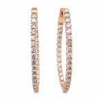 14KY 3CT Oval Diamond Hoops