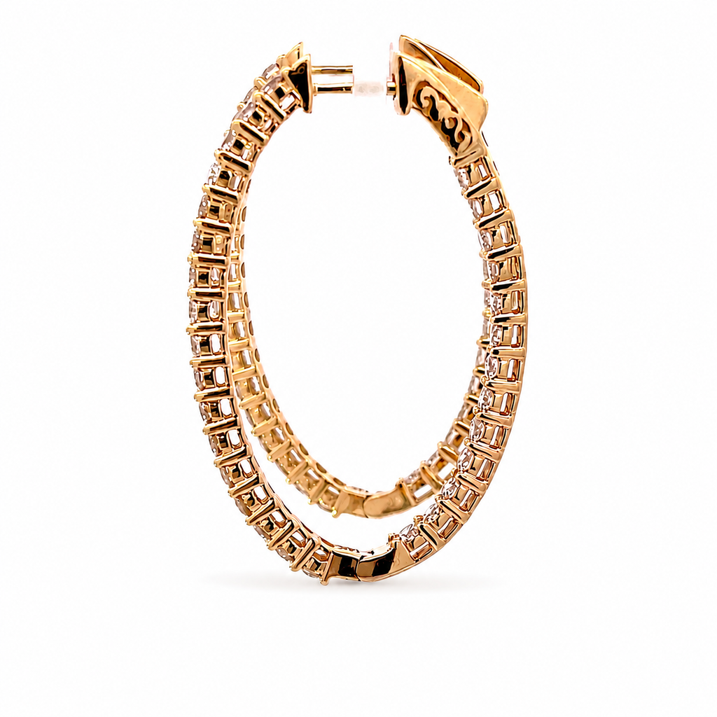 14KY 3CT Oval Diamond Hoops