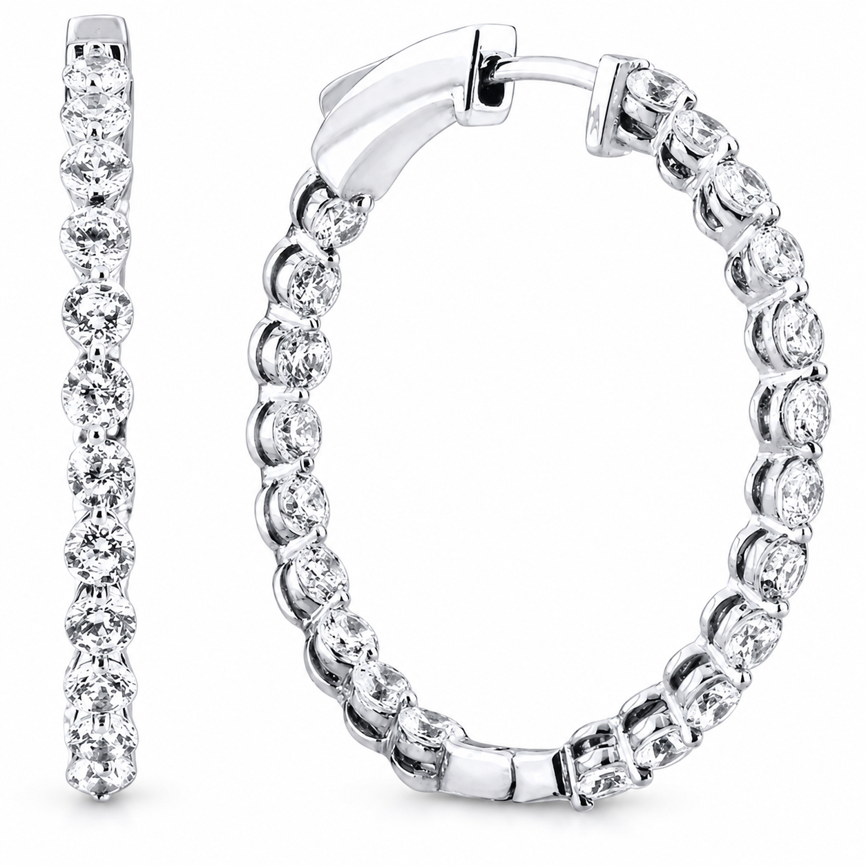 14KW 5CT DIAMOND HOOPS