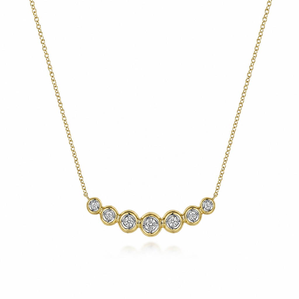 Gabriel & Co 14K Yellow Gold Curved Bezel Set Diamond Bar Necklace