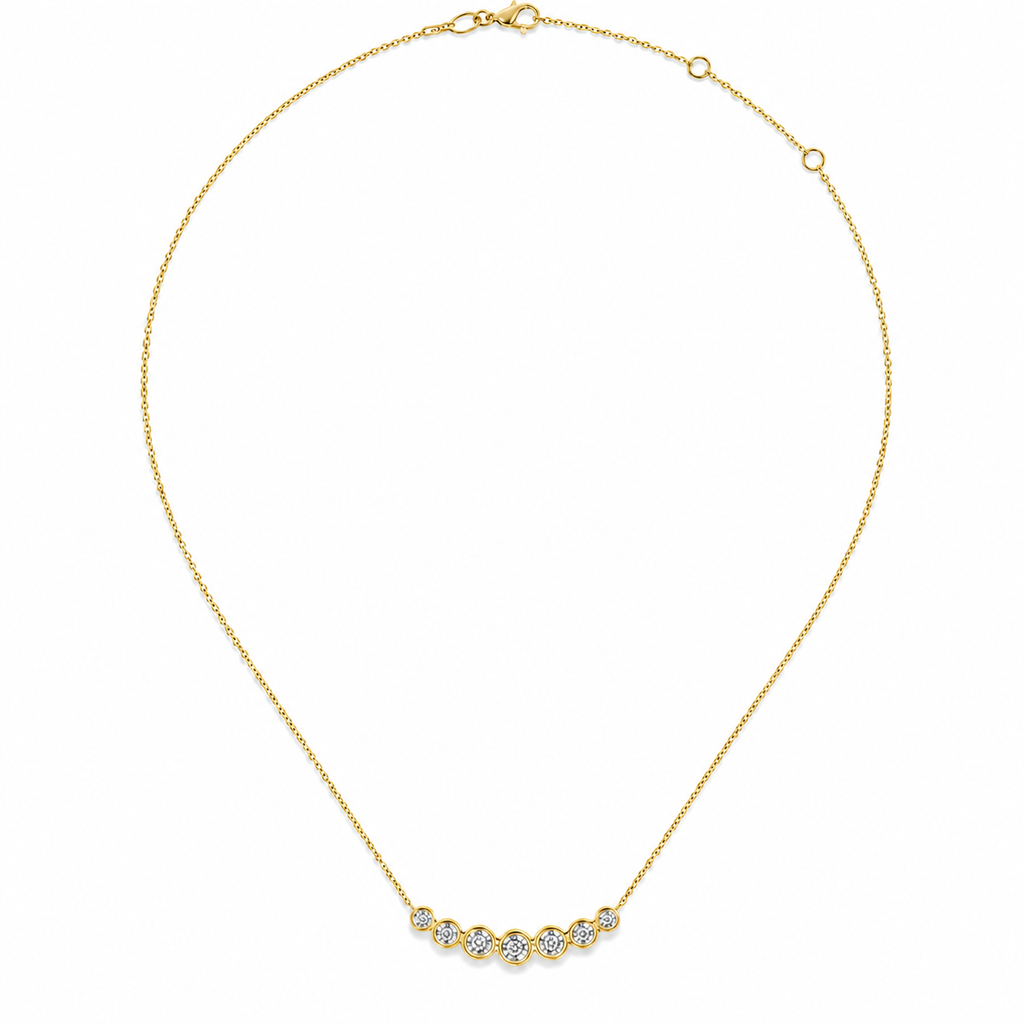 Gabriel & Co 14K Yellow Gold Curved Bezel Set Diamond Bar Necklace