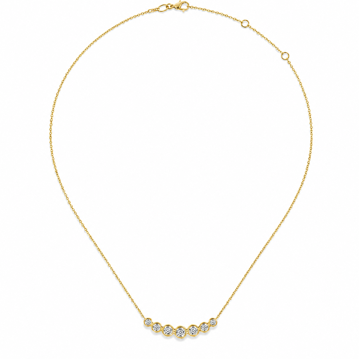 Gabriel & Co 14K Yellow Gold Curved Bezel Set Diamond Bar Necklace