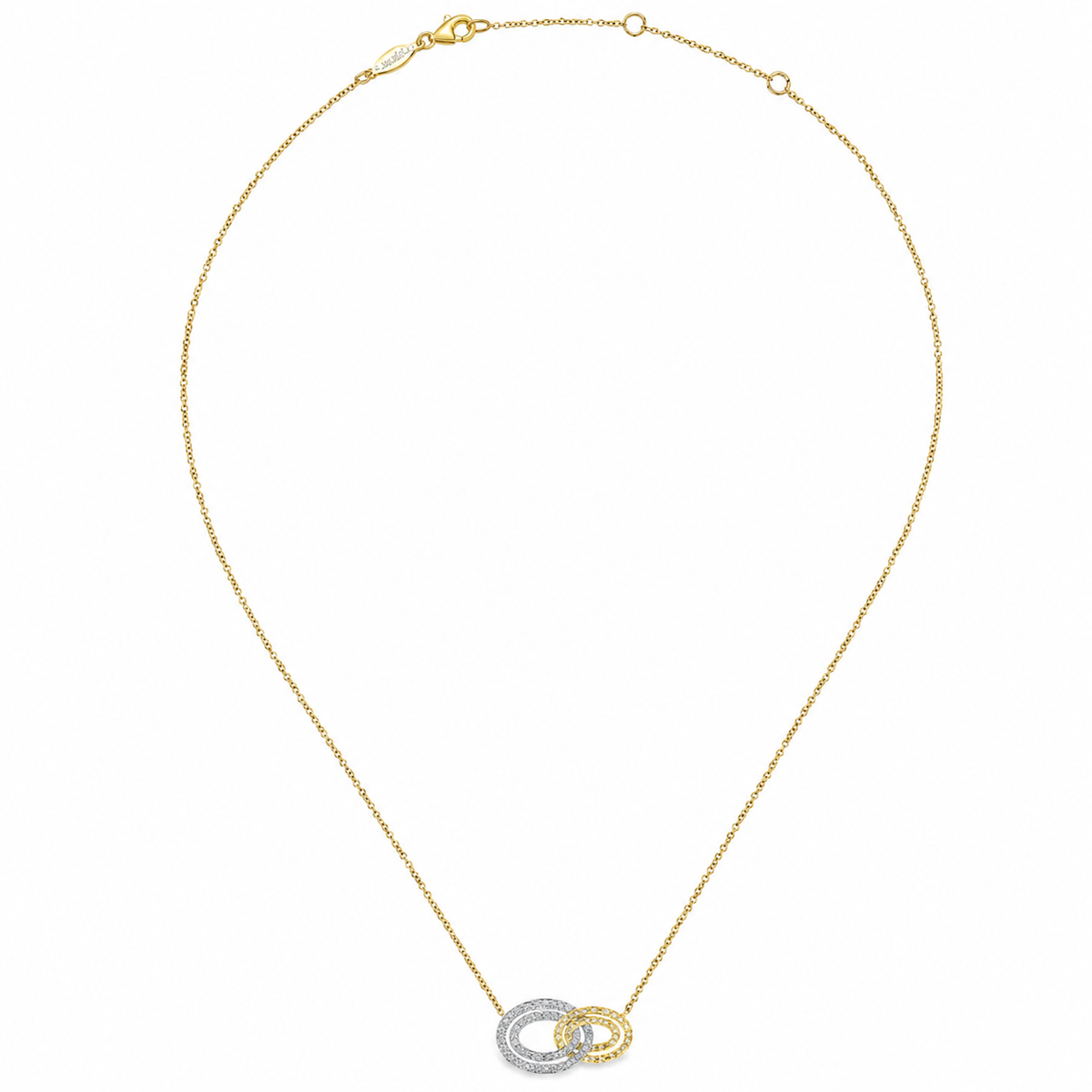 Gabriel & Co 14K Yellow-White Gold Interlocking Oval Link Diamond Pendant Necklace