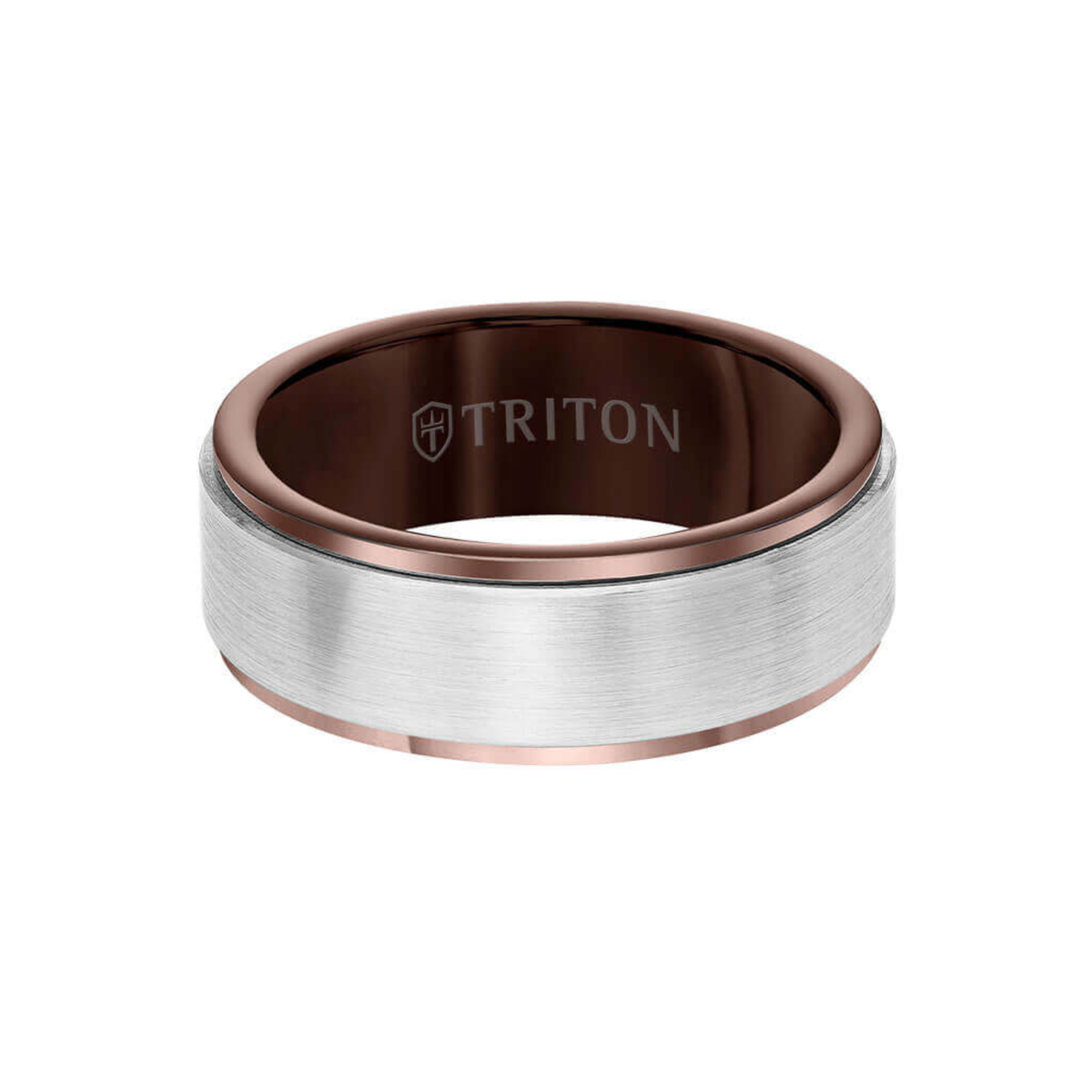 8MM Tungsten Carbide Ring - Satin Finish Center and Step Edge