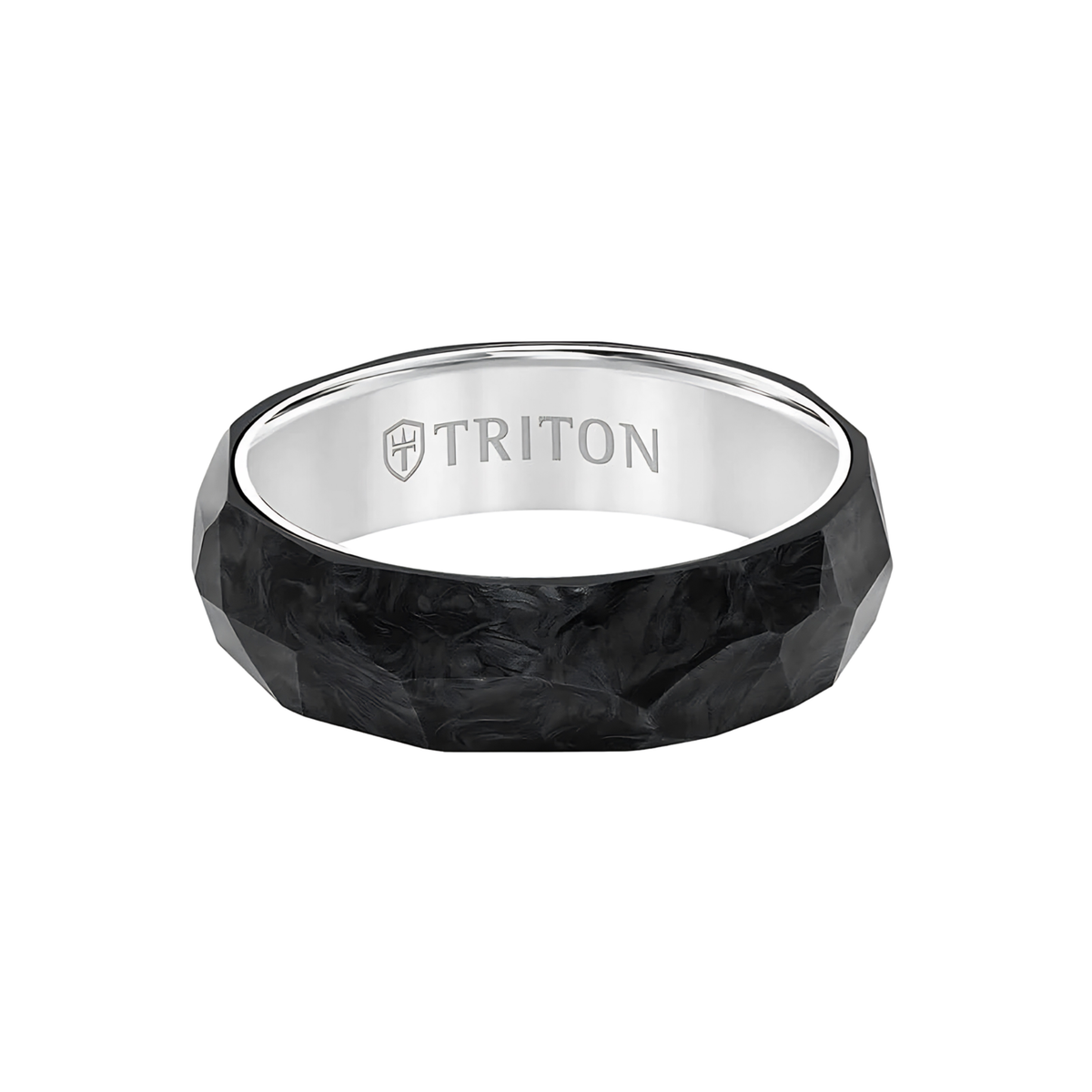 Triton- 6.5MM Titanium & Forged Carbon Ring - Faceted Profile and Bevel Edge
