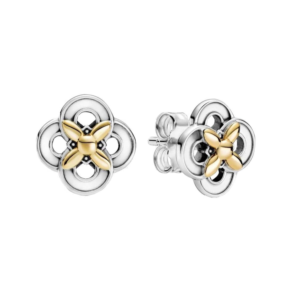 Pandora Two-tone Flower Stud Earrings