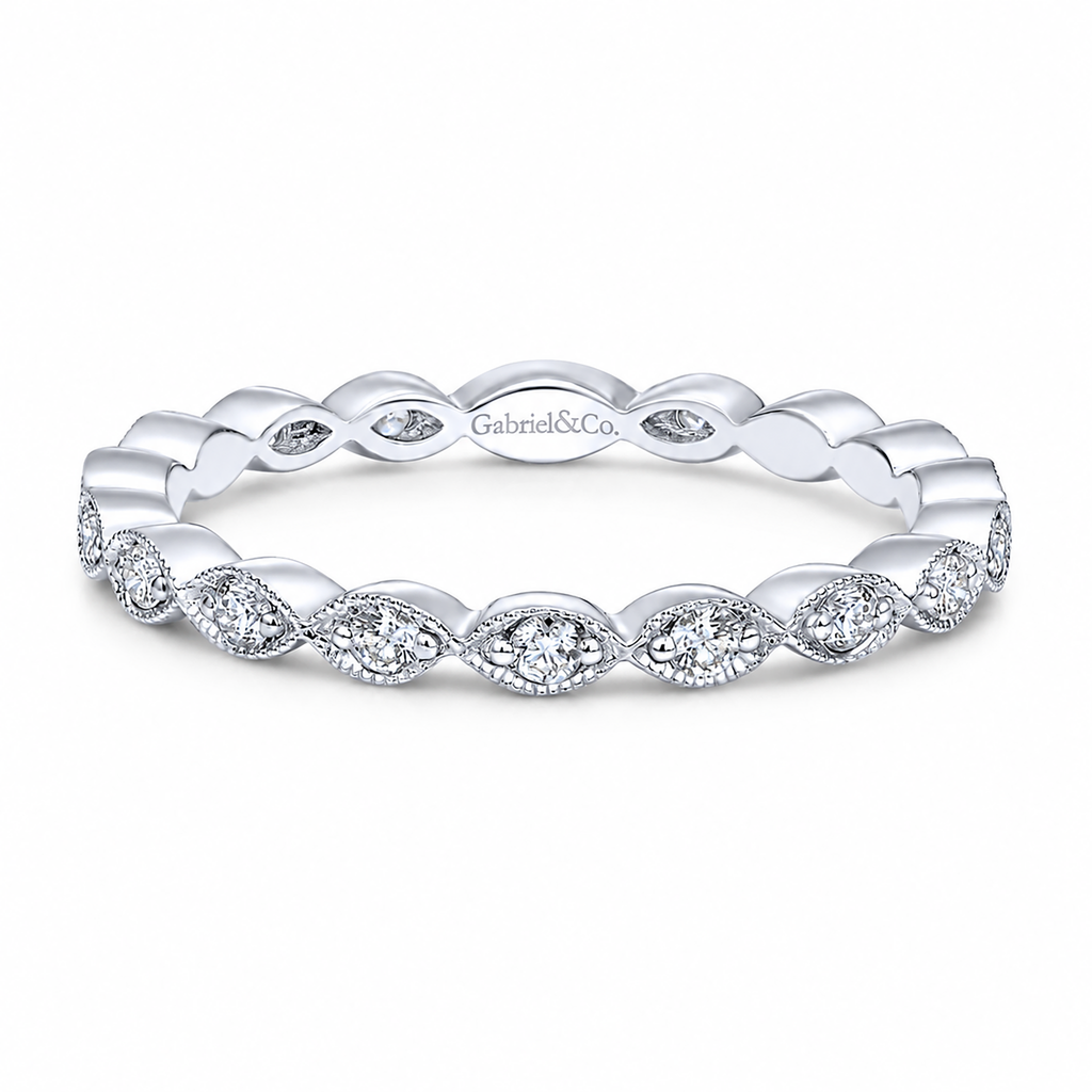 14k White Gold Eternity Stackable Ladies Ring