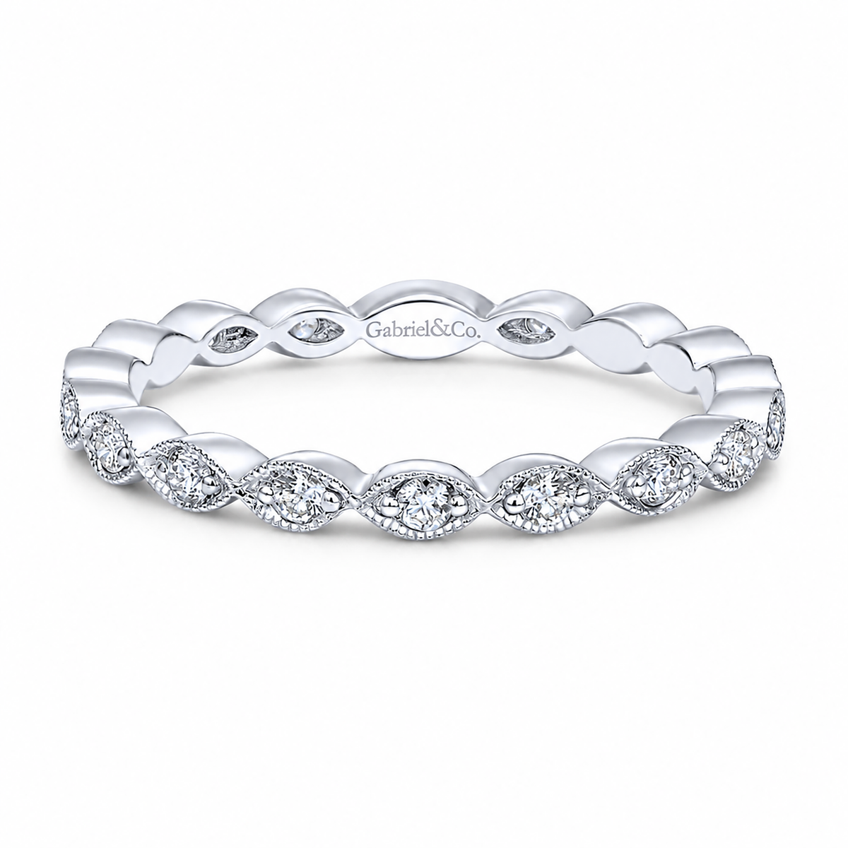 14k White Gold Eternity Stackable Ladies Ring