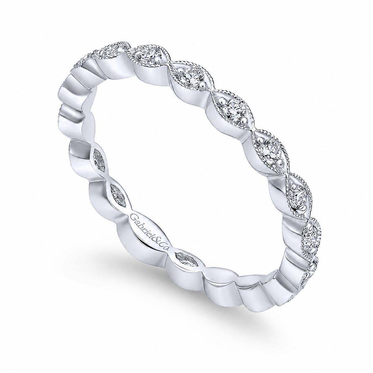 14k White Gold Eternity Stackable Ladies Ring