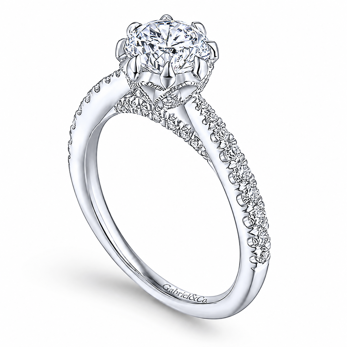 14k White Gold Round Straight
