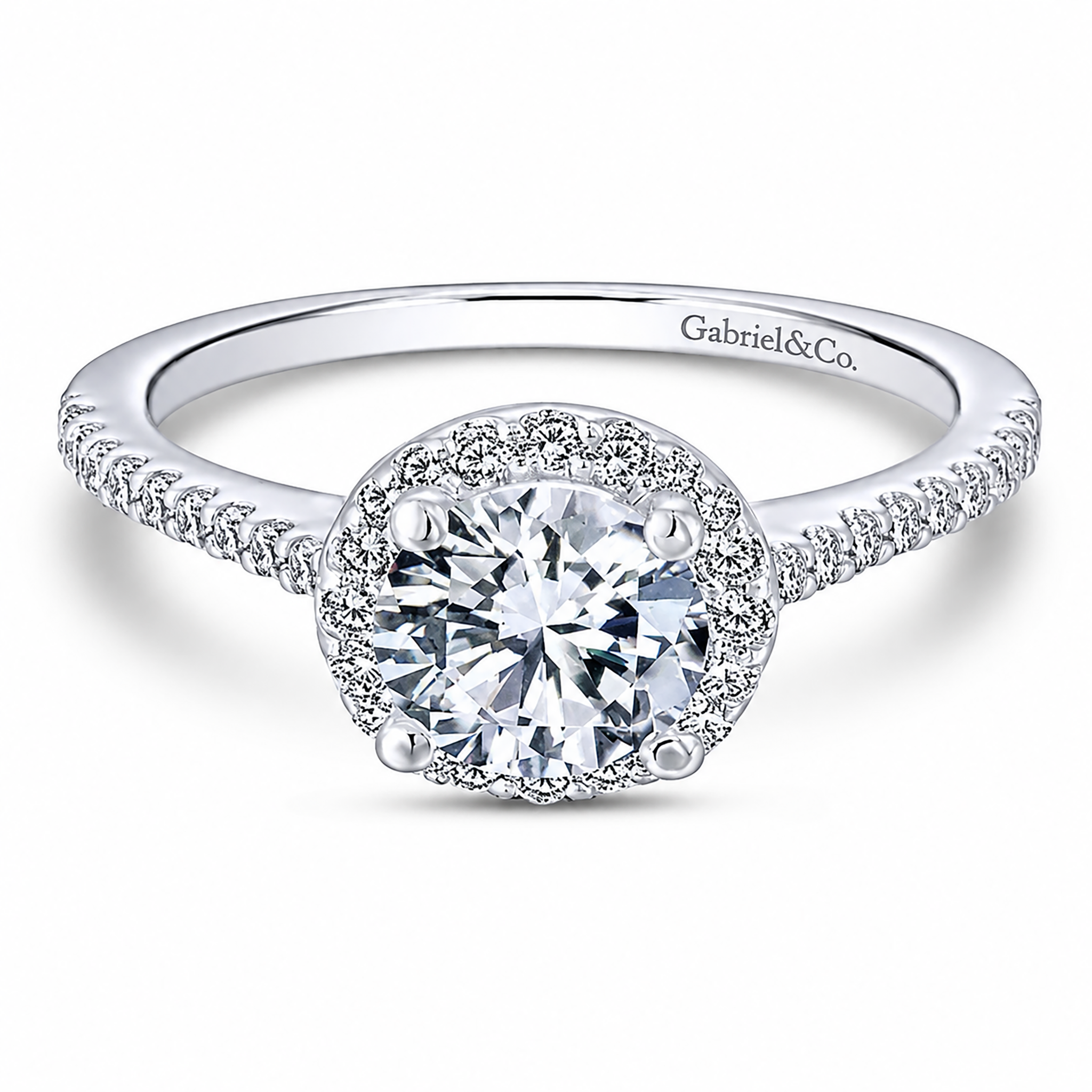 14k White Gold Round Halo