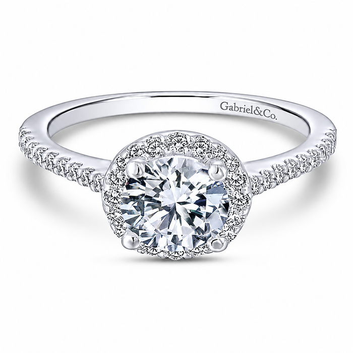 14k White Gold Round Halo