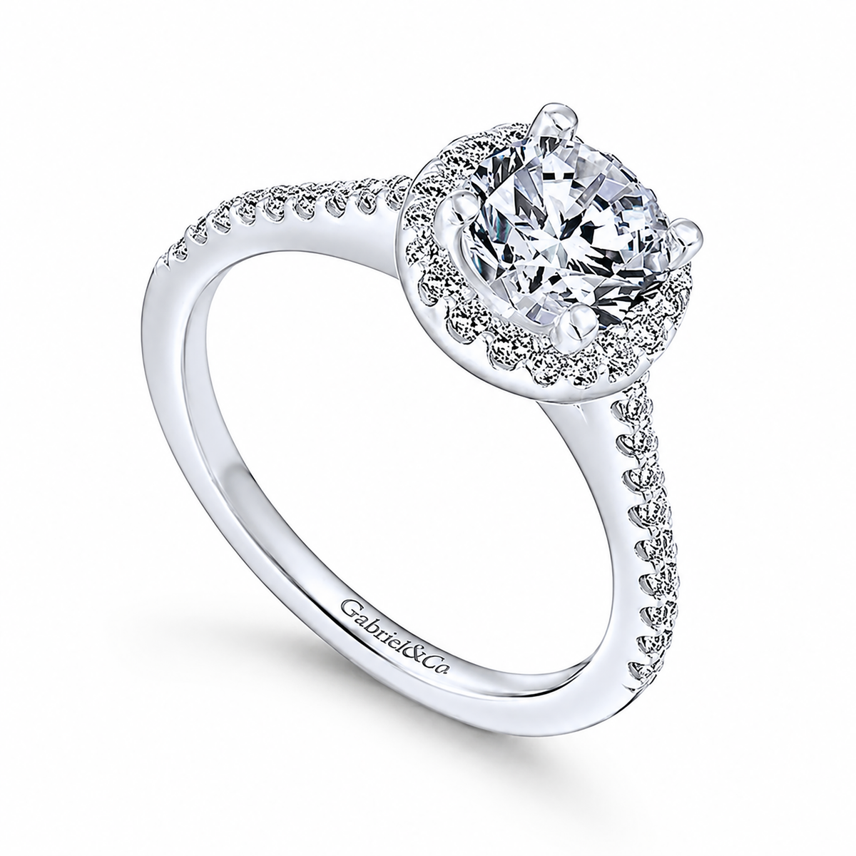 14k White Gold Round Halo