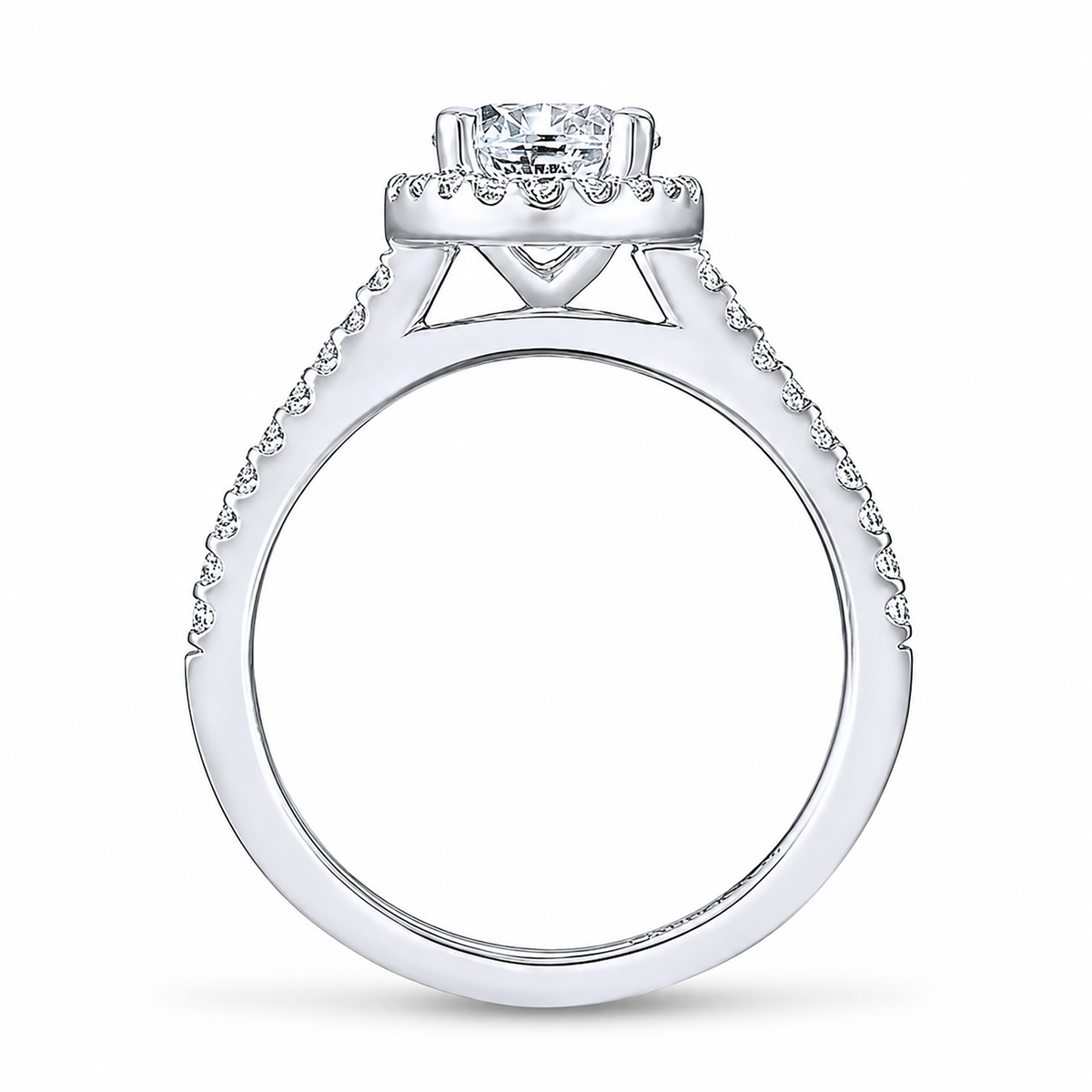 14k White Gold Round Halo