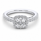 14k White Gold Cushion Cut Halo