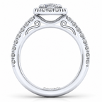 14k White Gold Cushion Cut Halo