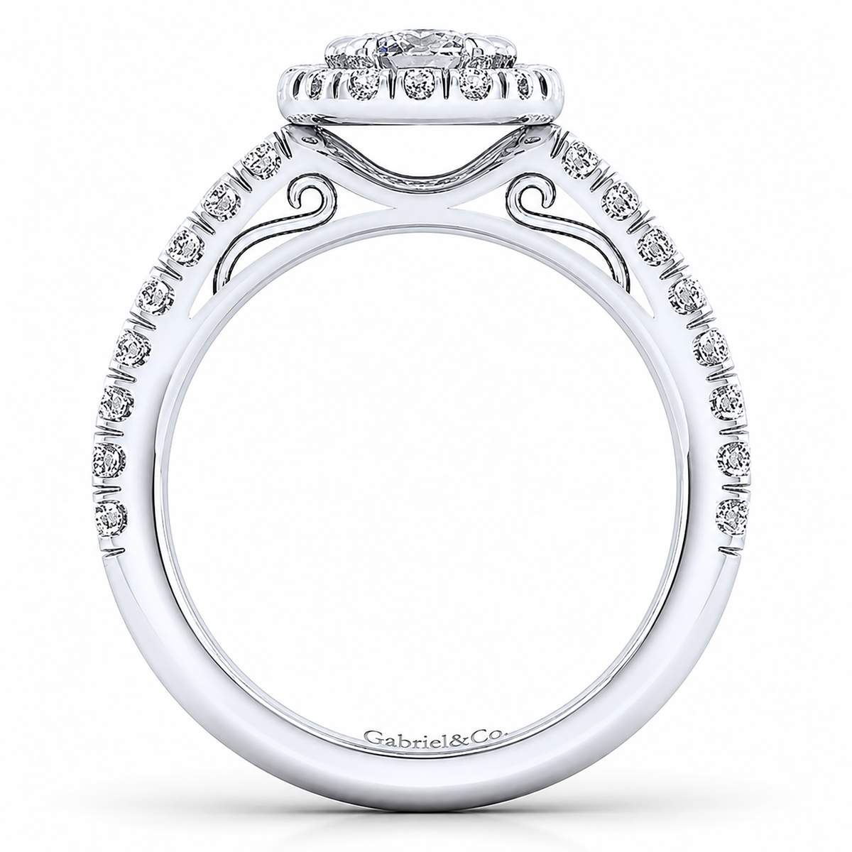 14k White Gold Cushion Cut Halo