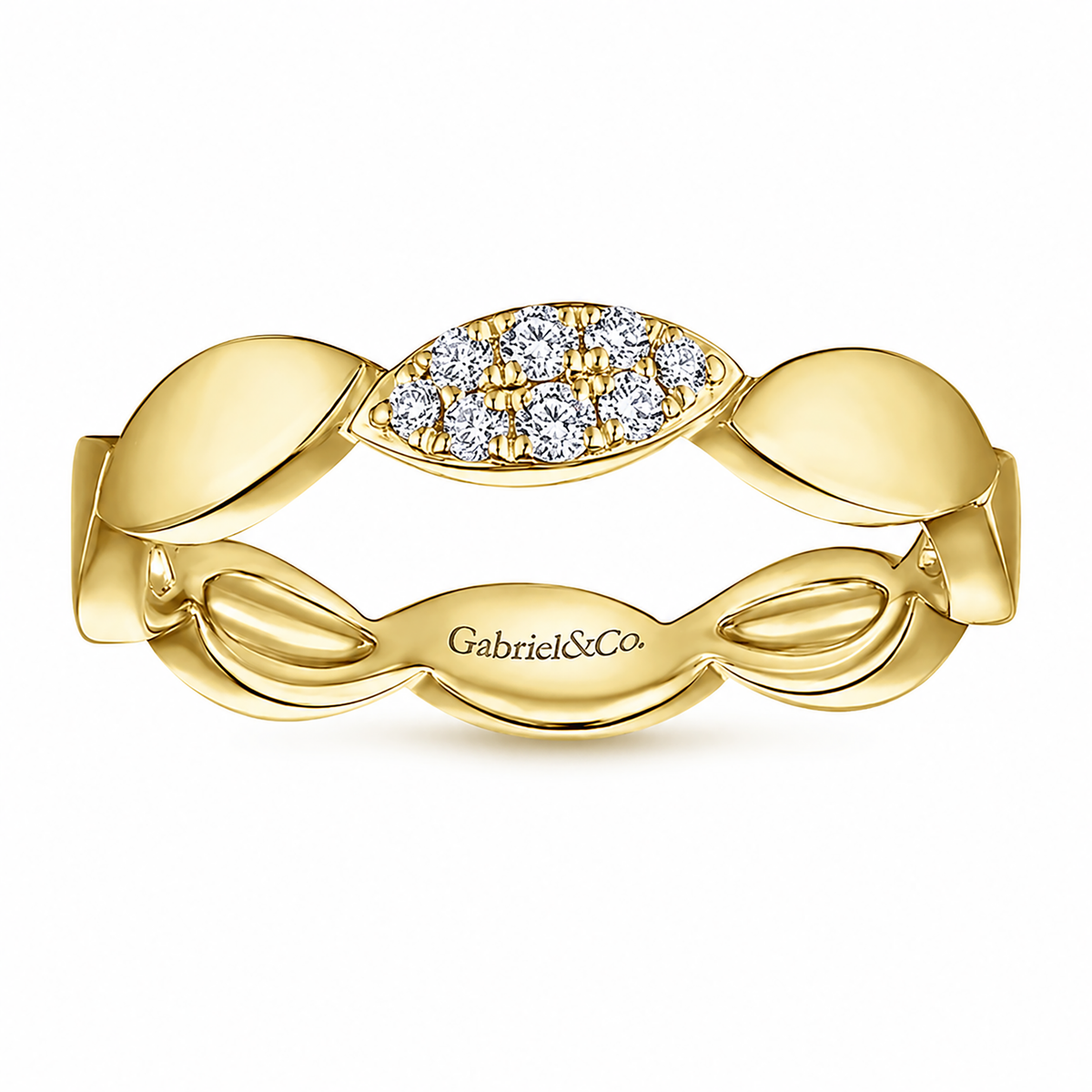 14k Yellow Gold Stackable Contoured Marquise