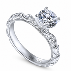 14k White Gold Round Straight