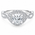 14k White Gold Round Halo