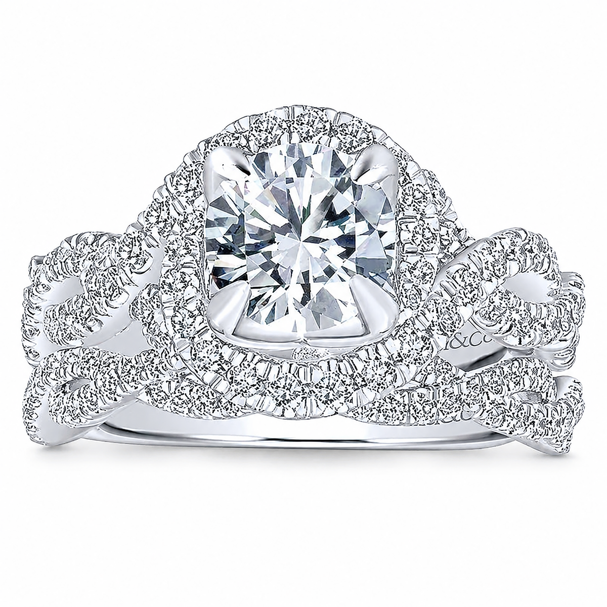 14k White Gold Round Halo