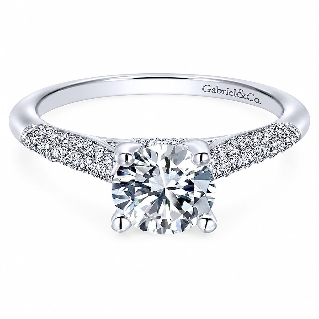 14k White Gold Round Straight