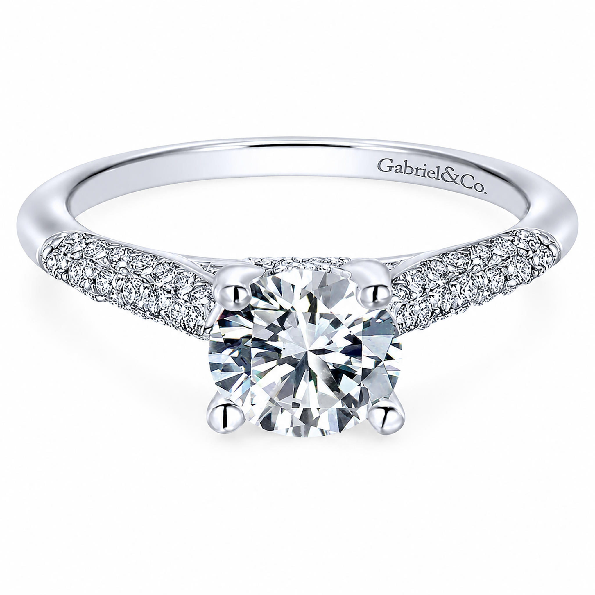 14k White Gold Round Straight