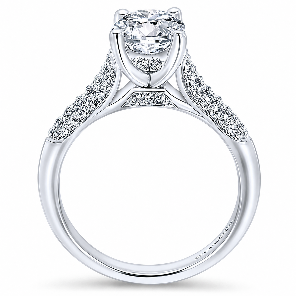 14k White Gold Round Straight