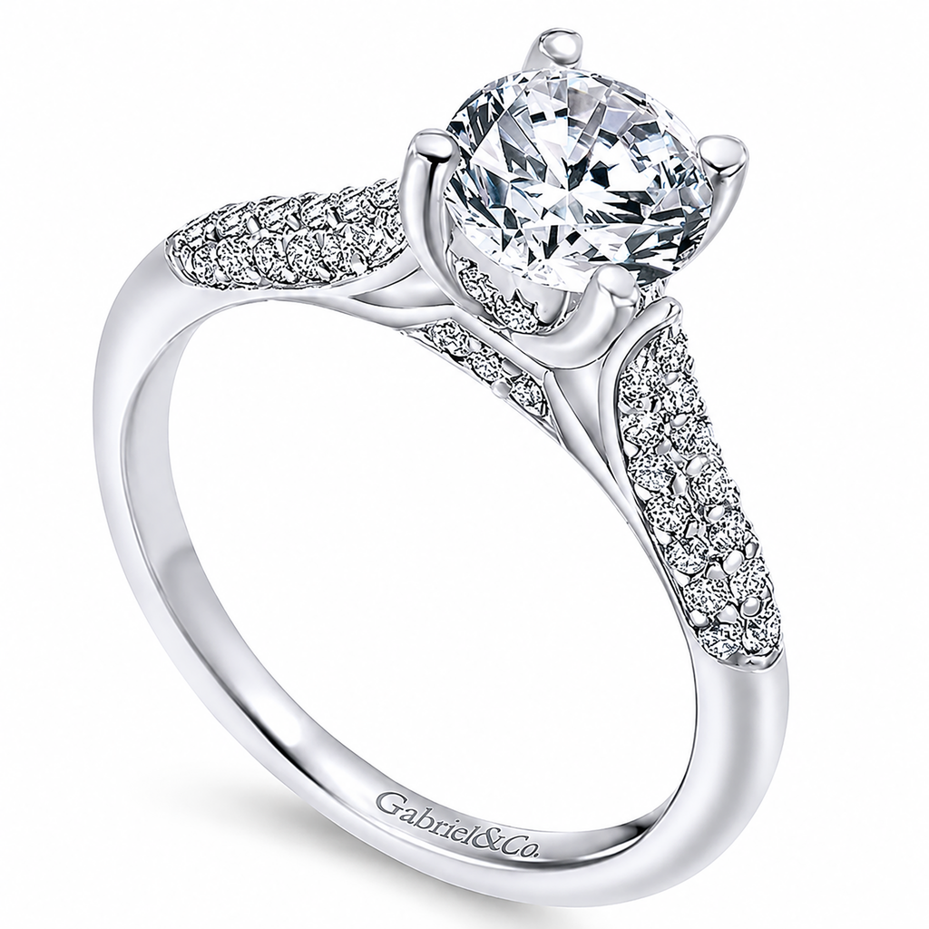 14k White Gold Round Straight