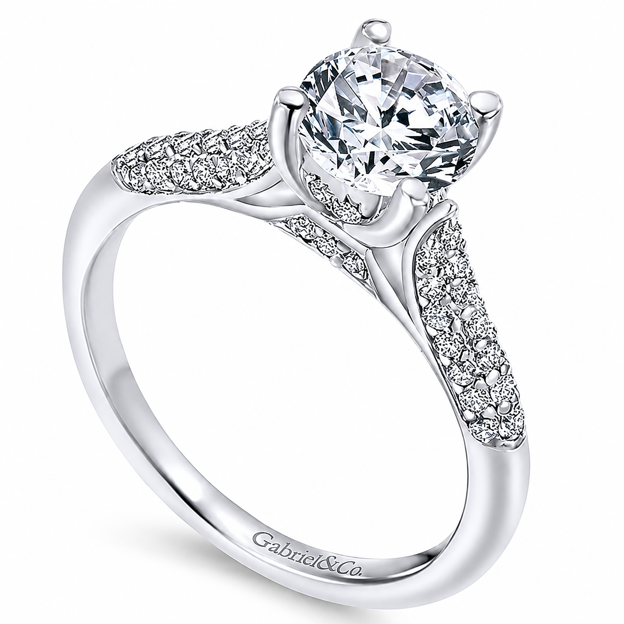 14k White Gold Round Straight