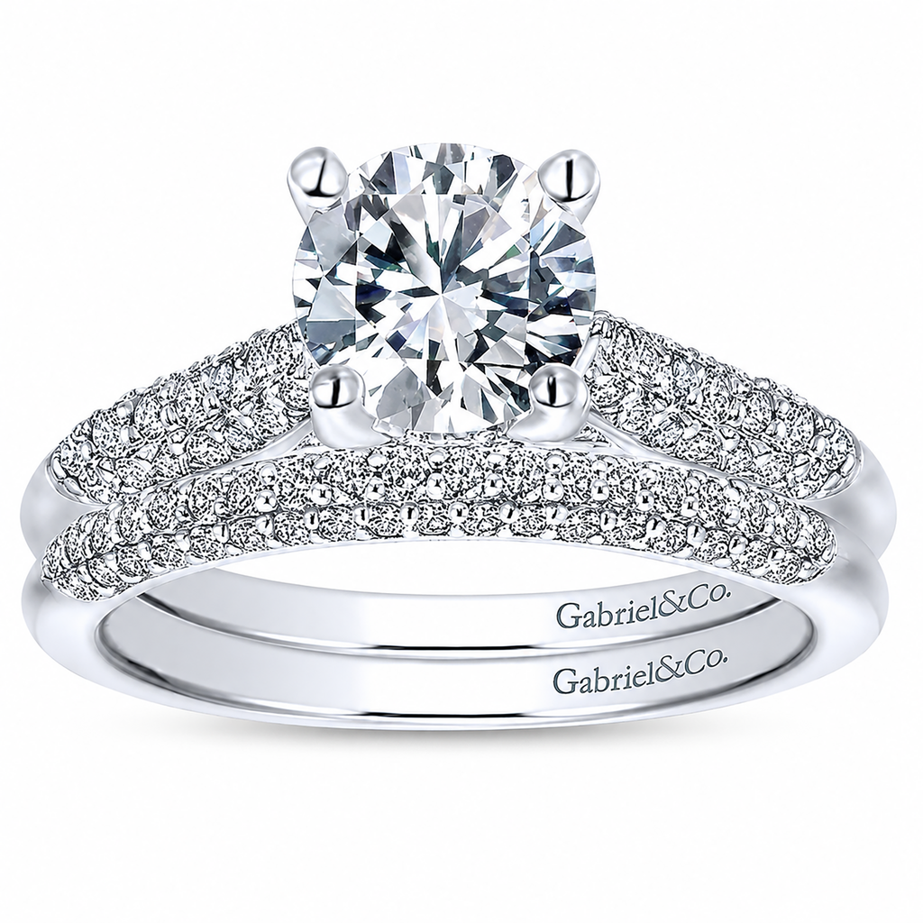 14k White Gold Round Straight