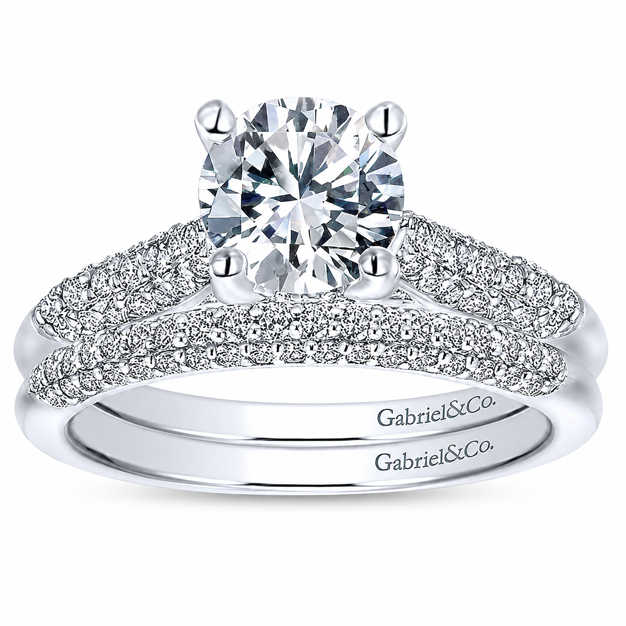 14k White Gold Round Straight