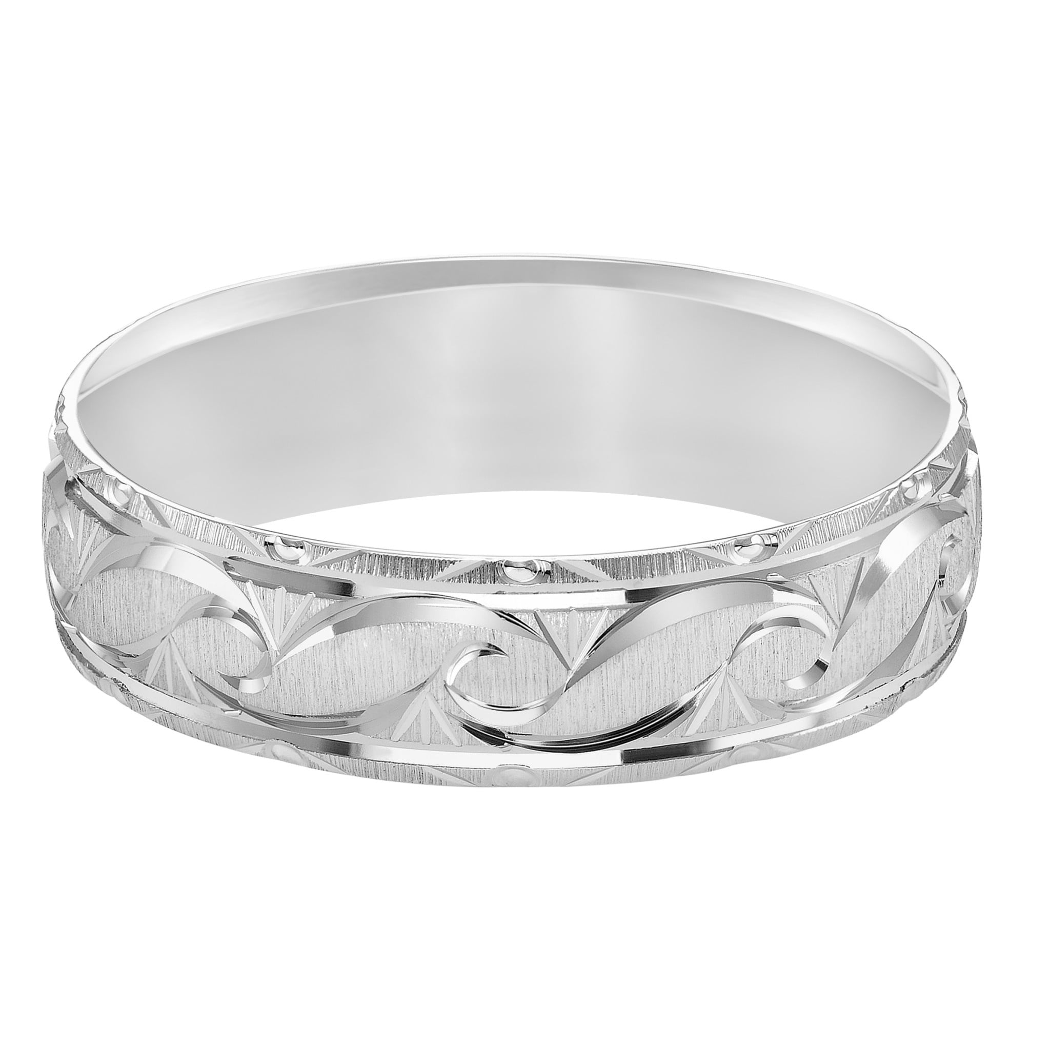 Goldman 14K White Gold 6mm Engraved Wedding Band