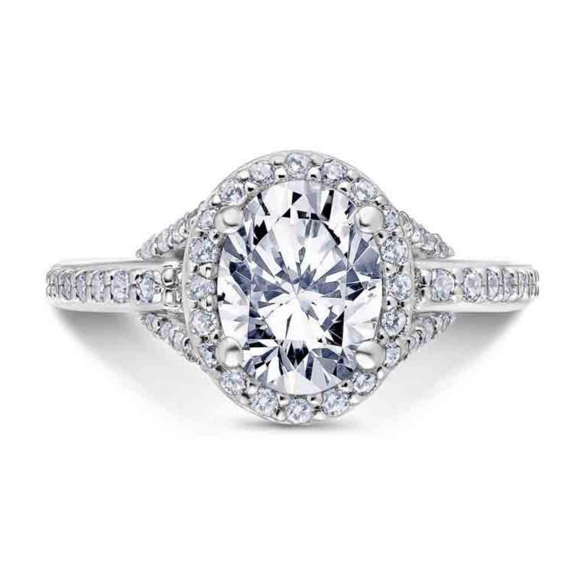 Scott Kay 14k White Gold Embrace Oval Halo Diamond Engagement Ring