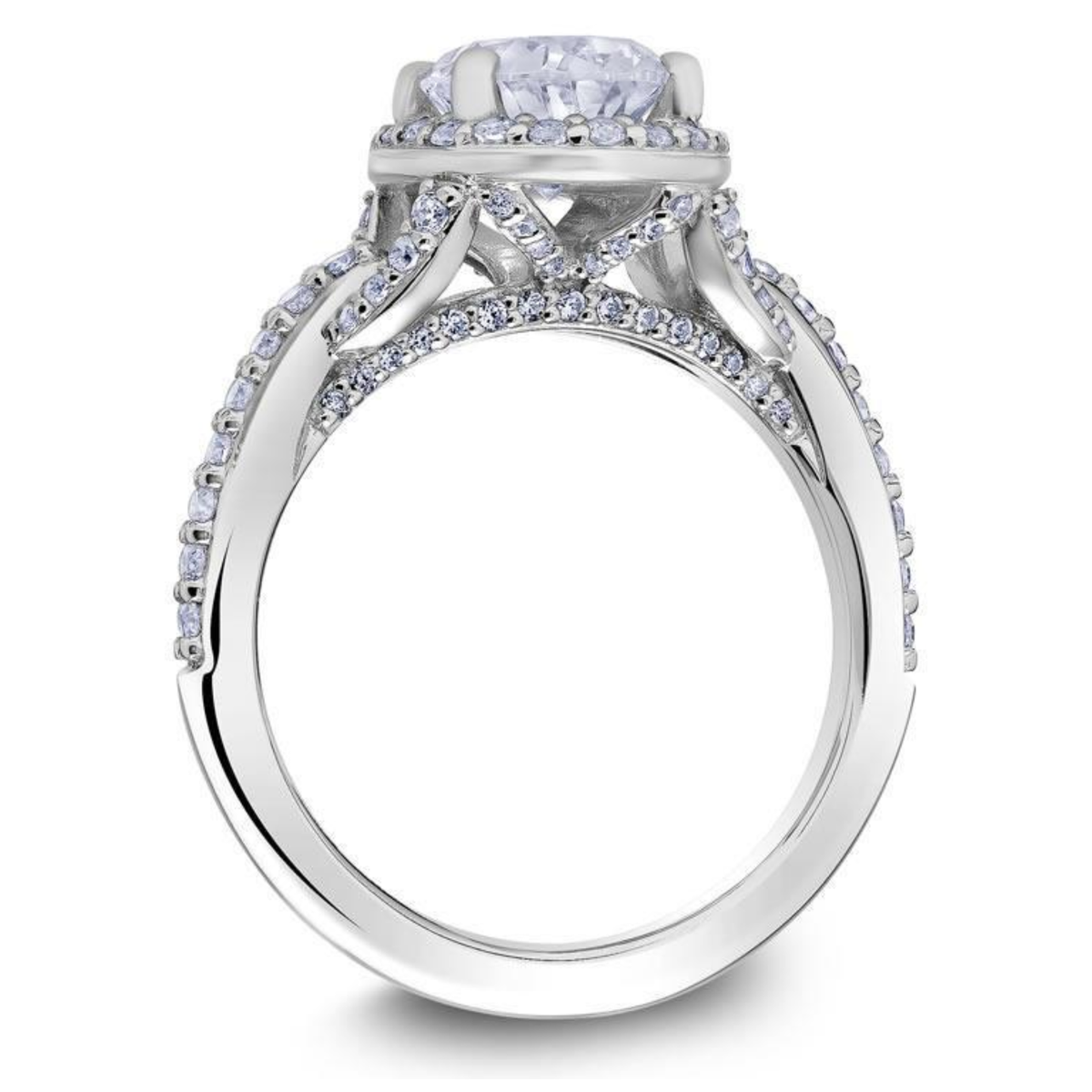 Scott Kay 14k White Gold Embrace Oval Halo Diamond Engagement Ring