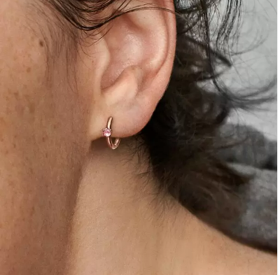 Pandora Pink Solitaire Huggie Hoop Earrings