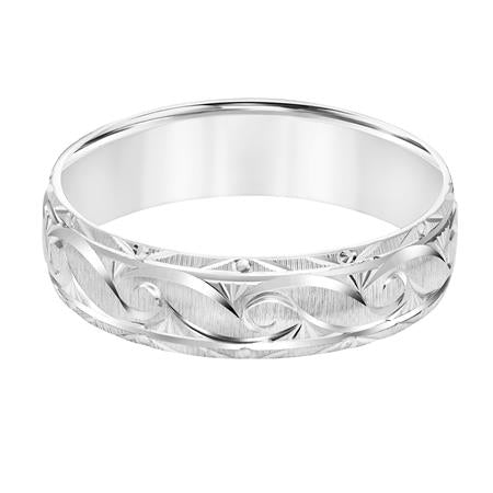 Goldman 14K White Gold 6mm Engraved Wedding Band in Raleigh