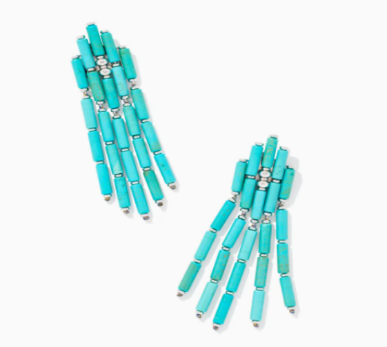 Kendra Scott Ember Silver Statement Earrings in Variegated Turquoise Magnesite