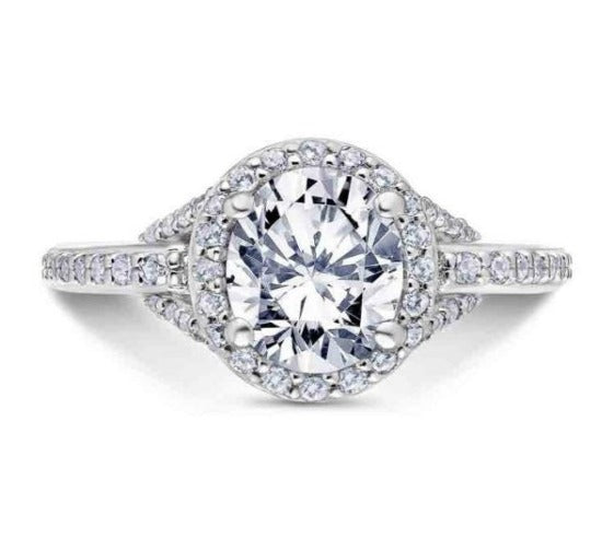 Scott Kay 14k White Gold Embrace Oval Halo Diamond Engagement Ring in Garner, NC