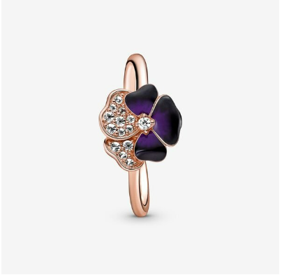 Pandora Deep Purple Pansy Flower Ring